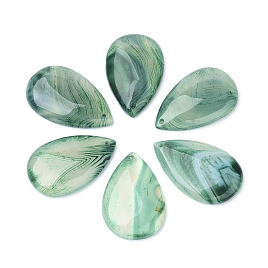 NBEADS Natural Crackle Agate Pendants, Dyed, Drop, SeaGreen, 40~44.5x27.5~30x5~6.5mm, Hole: 2mm