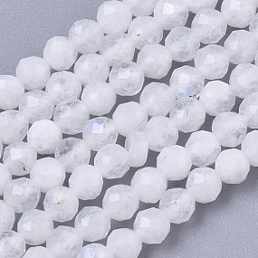 Honeyhandy Natural Rainbow Moonstone Beads Strands, Round, Faceted, 2mm, Hole: 0.5mm, about 150pcs/strand, 15.55 inch(39.5cm)