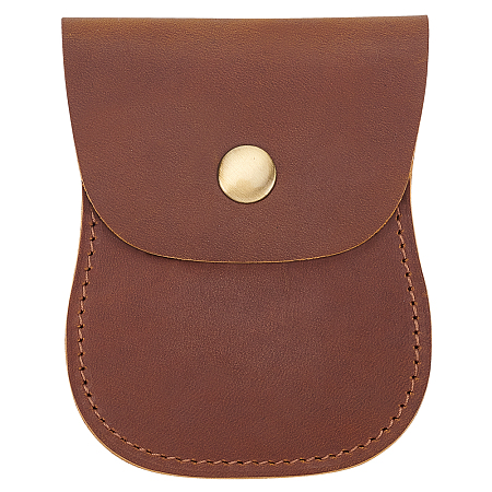 BENECREAT Saddle Brown Generic Leather Coin Purse Change Pouch, Leather Card Organizer Cash Holder, Waist Belt Wallets with Alloy Snap Button for Packing Coins, 9.8x7.85x0.7cm