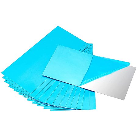 Pandahall Elite 12pcs Thin Aluminum Sheets Blank Stamping Sheets Practice Panel Plate with Protective Film for Jewelry Making Hand Stamping Embossing Etching, 10.1x19.9x0.05cm/ 3.97x7.83x0.02