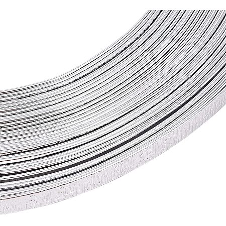 BENECREAT 32 Feet 5mm Wide Textured Flat Jewelry Craft Wire 18 Gauge Silver Aluminum Wire for Bezel, Sculpting, Armature, Jewelry Making