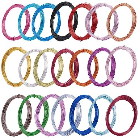 PandaHall Elite 20 Rolls 20 Gauge Aluminum Wire, 10m(10.9 Yards)/Roll 0.8mm Flexible Metal Artistic Floral DIY Jewelry Craft Beading Wire for Jewelry Making, 20 Colors
