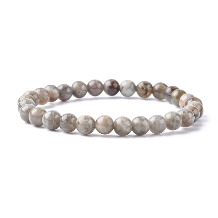Honeyhandy Stretchy Gemstone Bracelets, Labradorite, Grade A, with Elastic Cord, Beads: 6mm, 48~55mm inner diameter