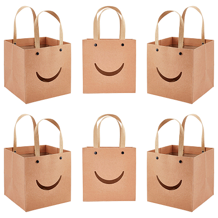 NBEADS Funny Craft Paper Handbags, Gift Bags with Smiling Shape Clear Windows, Rectangle, Peru, Unfold: 26x15x15cm