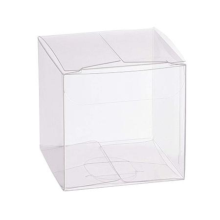 BENECREAT 60PCS 5x5x5cm Film Covered Clear Cube Wedding Favour Boxes PVC Transparent Cube Gift Boxes for Candy Chocolate Christmas Favour