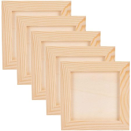 OLYCRAFT 10PCS Unfinished Wood Cradled Painting Panel Boards Square Craft  Frames Set Natura Wood Canvas Panel Boards for Tabletop Display and Crafts  DIY Painting Projects 