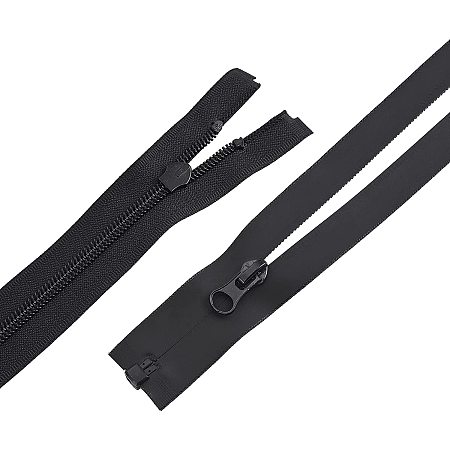 BENECREAT 6 Strands #5 Black Nylon Zipper Fastener 2 sizes Open End Zipper Waterproof Zippers Bulk for Clothes DIY Sewing Accessories,20.6/28.5