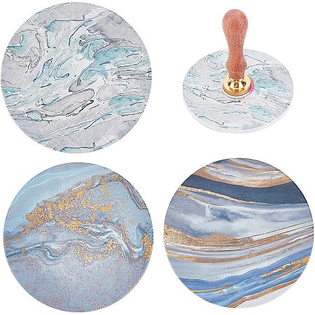 CRASPIRE Wax Seal Set 3Pcs Ceramic Marble Coasters Round Absorbent Coasters Blue Gold Marble Coasters Ceramic Stone Design for Wax Seal Stamp Cooling Tool Tabletop Protection