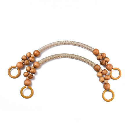 Honeyhandy Wood Beads Bag Handles, for Bag Handles Replacement Accessories, Sandy Brown, 485x14mm, Hole: 27mm