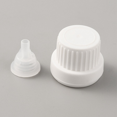 BENECREAT Plastic 18 Tooth Bottle Cap with Hopper Inner Plug, Leakproof Lid, for Essential Oil Empty Refillable Vial, White, 15.5~25x14~21mm