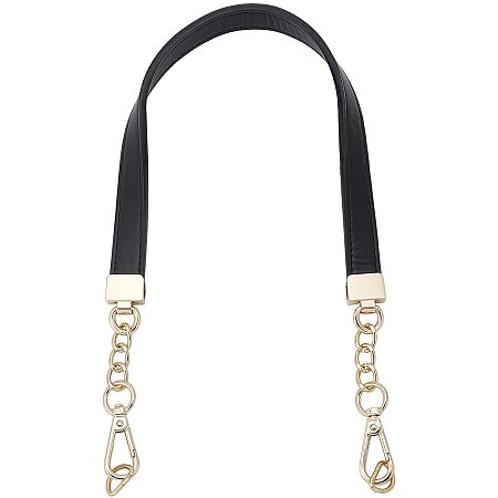 ARRICRAFT Purse Handle Chain Strap 24.2inch PU Leather Shoulder Strap with Gold Metal Hardware Replacement Chain Strap for Handbag Crossbody Bag Clutch Bag Accessories DIY Bag Making Supplies, Black