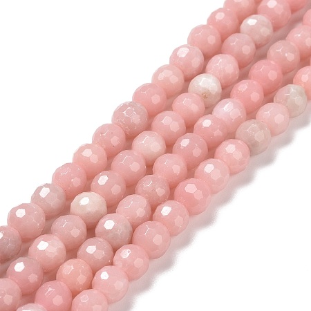Natural Pink Opal Beads Strands, Faceted(128 Facets), Round, 6mm, Hole: 1mm, about 66pcs/strand, 14.96''(38cm)
