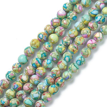 Arricraft Natural Howlite Beads Strands, Dyed, Round, Light Green, 8mm, Hole: 1.2mm, about 49pcs/strand, 15.35 inch(39cm)