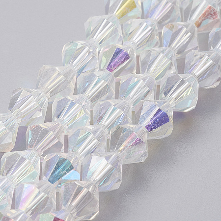 Arricraft Faceted Imitation Austrian Crystal Bead Strands, Grade AAA, Bicone, Clear AB, 6x6mm, Hole: 0.7~0.9mm, about 68pcs/strand, 15.7 inches