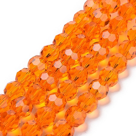 Arricraft Imitation Austrian Crystal Bead Strands, Grade AAA, Faceted Round, Dark Orange, 8mm, Hole: 0.9~1mm, about 50pcs/strand, 15.7 inch