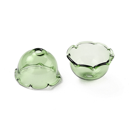 Honeyhandy Glass Bead Cone for Wind Chimes Making, Multi-Petal, Flower, Medium Sea Green, 21x13mm, Hole: 2mm