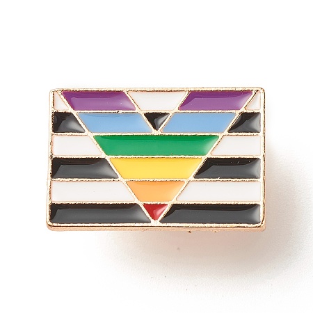 Honeyhandy Pride Flag Enamel Pin, Rectangle Iron Enamel Brooch for Backpack Clothes, Light Gold, Colorful, 17x25x10.5mm