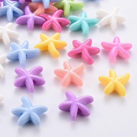 Arricraft Opaque Acrylic Beads, Starfish, Mixed Color, 19x20.5x6mm, Hole: 3.5mm, about 648pcs/500g.