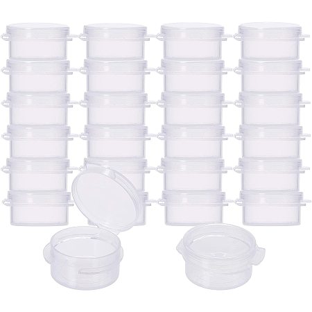 BENECREAT 80 Packs 5g/5ml Clear Round Plastic Bead Storage Box with Flip-Up Lids for Beads, Buttons, Jewelry Findings and Other Small Items - 1.5x0.6 Inches