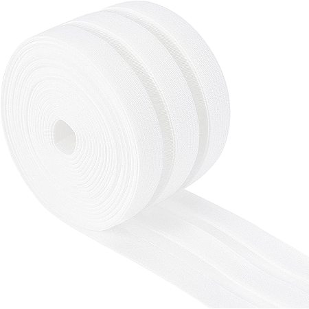 BENECREAT 6.5 Yard/6m 50mm Wide Flat Elastic Band White Striped Stretch Knitting Band Connected with Clear Ribbon for Waistband and Sewing Craft Project