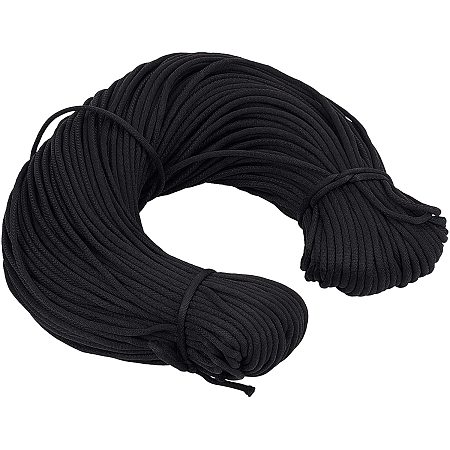 PH PandaHall 109 Yards Piping Filler Trim, 3mm Black Welt Cord Soft Drawstring Replacement Rope for Drapery Pillow Upholstery Trimming Shorts Pants Jackets Coats Home Uses and DIY Jewelry Making