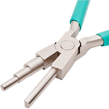 BENECREAT 3-Step Wire Looping Pliers Jewelry Looping Forming Pliers with Non-Slip Comfort Grip Handle for 5mm to 10mm Loops and Jump Rings, Turquoise