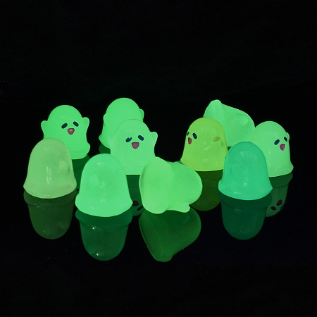 Honeyhandy Luminous Resin Display Decorations, Glow in the Dark, Ghost, Mixed Color, 24x24.5x25.5mm