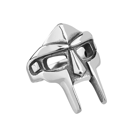 SUPERFINDINGS Gothic Mask Finger Ring Titanium Steel Ring Personalized Silver Ring for Men Women Vintage Punk Finger Ring for Cosplay Costume Accessories