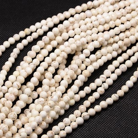 Honeyhandy Natural Magnesite Beads Strands, Faceted, Round, Floral White, 3mm, Hole: 0.5mm, about 135pcs/strand, 15.74 inch