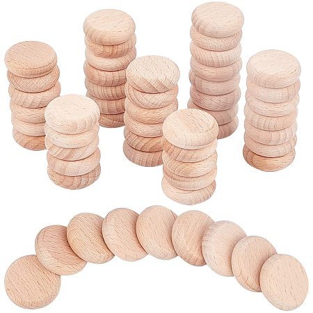 NBEADS 100 Pcs Beech Wooden Round Pieces, 0.98 Inch Unfinished Wood Circles Round Slices Wooden Cutouts Ornaments for DIY Crafts Painting Wedding and Home Decoration, 0.31