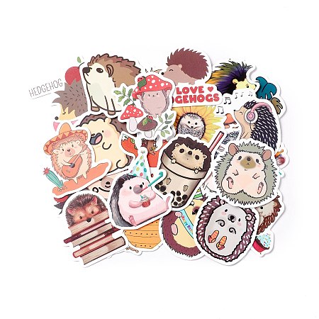 Honeyhandy Autumn Theme Waterproof Self Adhesive Paper Stickers, for Suitcase, Skateboard, Refrigerator, Helmet, Mobile Phone Shell, Colorful, Hedgehog Pattern, 43~75x40~60x0.2mm, about 50pcs/bag