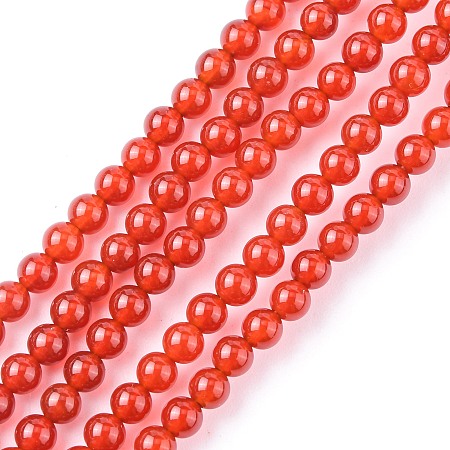 Honeyhandy Natural Carnelian Beads Strands, Grade A, Dyed, Round, 4mm, Hole: 1mm, 45pcs/strand, 8 inch