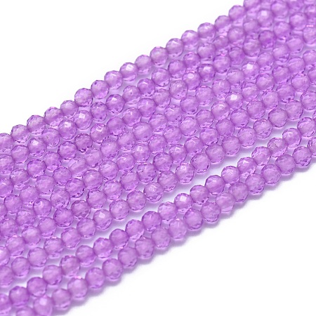 Electroplated Natural Quartz Crystal Beads Strands, Faceted, Round, Dark Orchid, 2mm, Hole: 0.5mm; about 169pcs/strand, 15.7 inches(40cm)