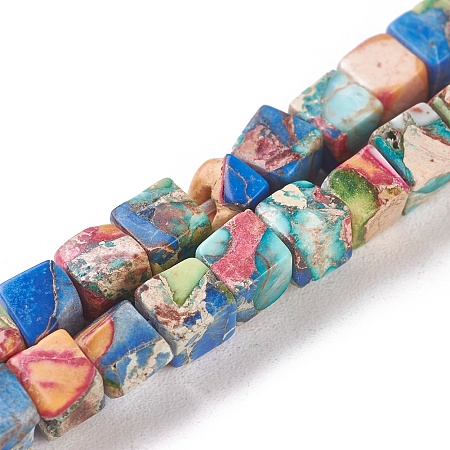 Honeyhandy Natural Imperial Jasper Beads Strands, Dyed, Cube, Colorful, 4.5x4.5x4.5mm, Hole: 0.8mm, about 87~88pcs/strand, 15.1 inch~15.3 inch(38.5~39cm)