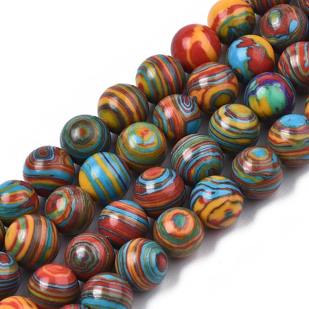 Honeyhandy Round Dyed Synthetic Gemstone Beads Strands, Colorful, 8mm, Hole: 1mm, about 42~43pcs/strand, 14.37~14.65 inch(36.5~37.2cm)