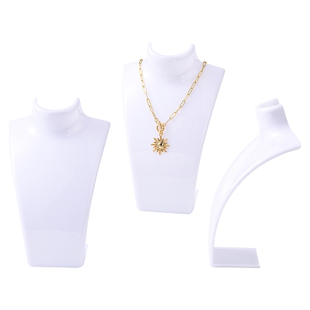 Honeyhandy Organic Glass Necklace & Earring Standing Bust Displays, White, 135x64x210mm
