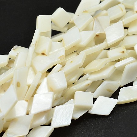 ARRICRAFT Dyed Natural Freshwater Shell Rhombus Bead Strands, Beige, 15x10x3mm, Hole: 1mm, about 26pcs/strand, 14.9 inches.