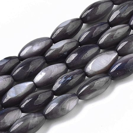 Natural Freshwater Shell Beads, Dye, Rice, Slate Gray, 11x5mm, Hole: 0.8mm; about 32 pcs/Strand, 13.98 inches(35.5cm)
