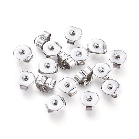 Honeyhandy 304 Stainless Steel Ear Nuts, Friction Earring Backs for Stud Earrings, 5.5x6x3mm, Hole: 0.8mm