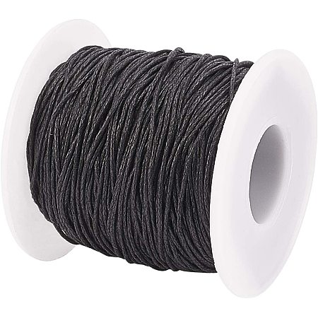 PandaHall Elite 76 Yards 1mm Waxed Cotton Cord Thread Beading String for Bracelet Necklace Jewelry Making and Macrame Supplies, Black