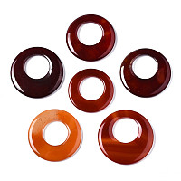 Natural Agate Pendants, Dyed, Flat Round, FireBrick, 48~57x6mm, Hole: 26~27mm