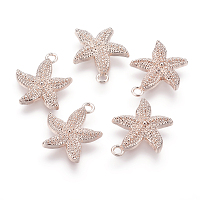 Honeyhandy Alloy Starfish/Sea Stars Pendants, Long-Lasting Plated, Rose Gold, 22x19x3mm, Hole: 2mm