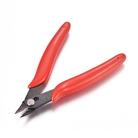 ARRICRAFT 45# Carbon Steel Jewelry Pliers, Flush Cutter, Shear, with Plastic Handles , Red, 126.5x79.5x12.5mm