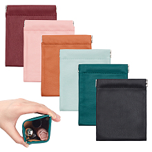 Nbeads 6Pcs 6 Colors PU Leather Earphone Pouches, Headphone Storage Bags, with Snap Spring Closure, Mixed Color, 11.7x10~12x0.5~0.57cm, 1pc/color