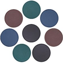 CHGCRAFT 8Pcs 4Colors PU Leather Coasters with Holder Coasters for Drinks Funny Housewarming Gift Round Cup Mat Pad for Home and Kitchen Dark