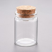 Honeyhandy Glass Bead Containers, with Cork Stopper, Wishing Bottle, Clear, 3.7x5cm, Capacity: 30ml(1.01 fl. oz)