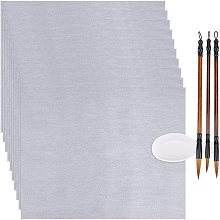 PandaHall Elite 14pcs Chinese Calligraphy Set for Beginners and Professionals No Ink Chinese Calligraphy Water Writing Magic Cloth 3pcs Traditional Calligraphy Brushes and Water Dish 13.3x17inch