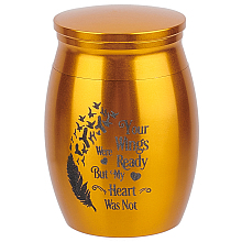 CREATCABIN Small Pet Urns Your Wings were Ready But My Heart was Not Memorial Ashes Holder Mini Metal Cremation Stainless Steel Urns for Pet Dog Cat Bird Rabbit 1.16 x 1.59 Inch Gold