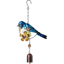 GORGECRAFT Blue Hummingbird Wind Chimes Bird Flower Windchimes Bells Outdoor Indoor Ornament Hanging Decorations Retro Lucky Handmade with Glow in Dark Ball Garden Decorations for Lawn Yard Patio