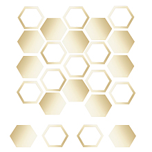 OLYCRAFT Acrylic Mirror Wall Stickers Decal, Removable Self-adhesive Tiles Mirror Stickers, Hexagon, Gold, 100x86x1mm, 12Pcs/set